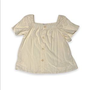 ZARA kids white linen button up, 13/14 cm 164, square neck top